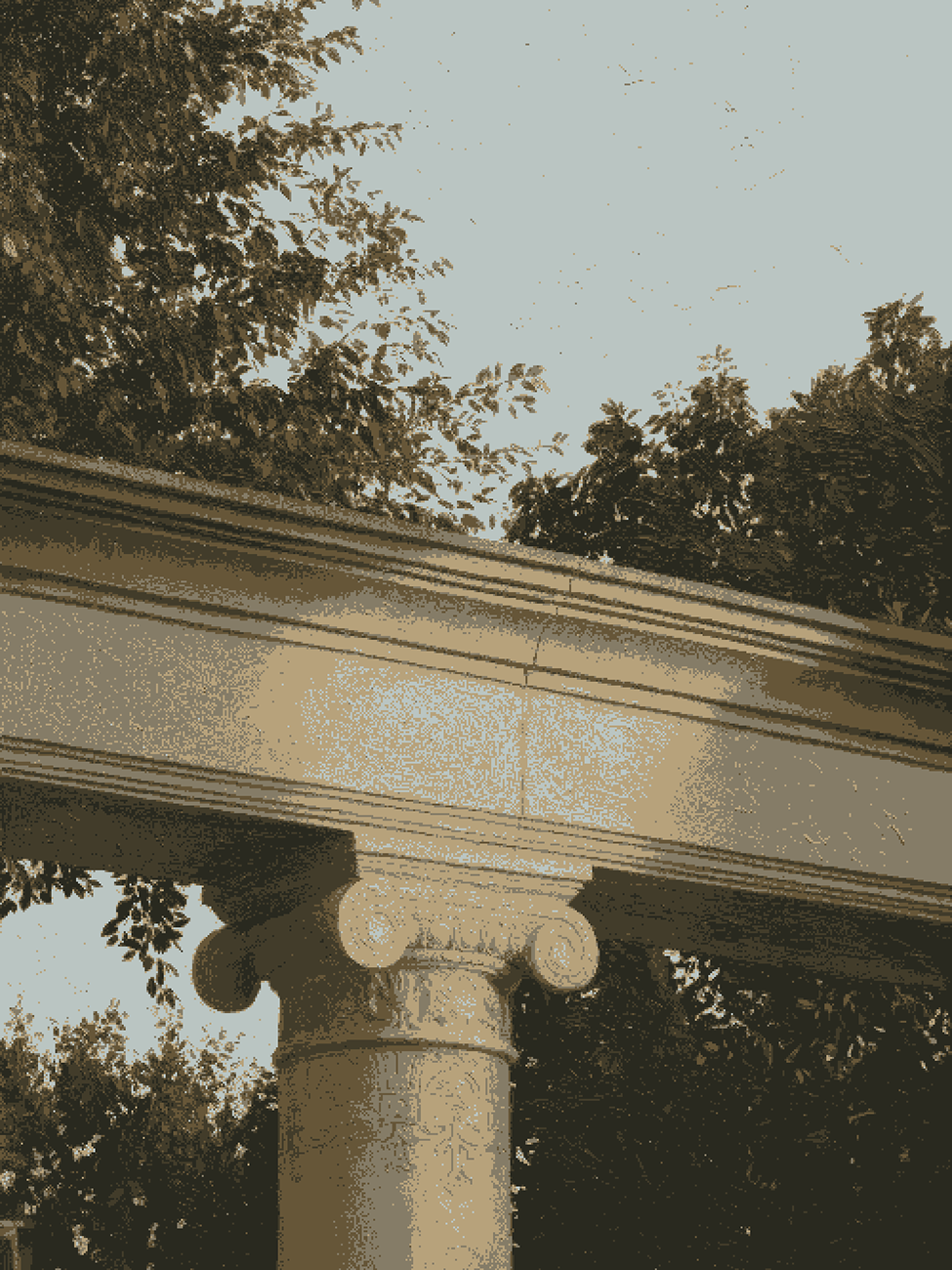 Dithered courthouse column and cornice